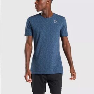 GYMSHARK Men’s Critical Regular Fit T-Shirt Athletic Teal Print Size Medium